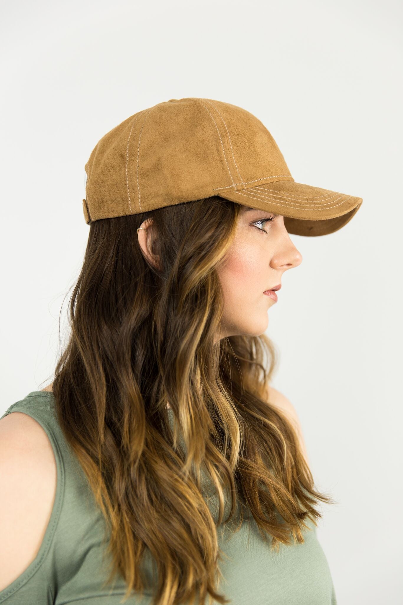 Suede sales camel cap